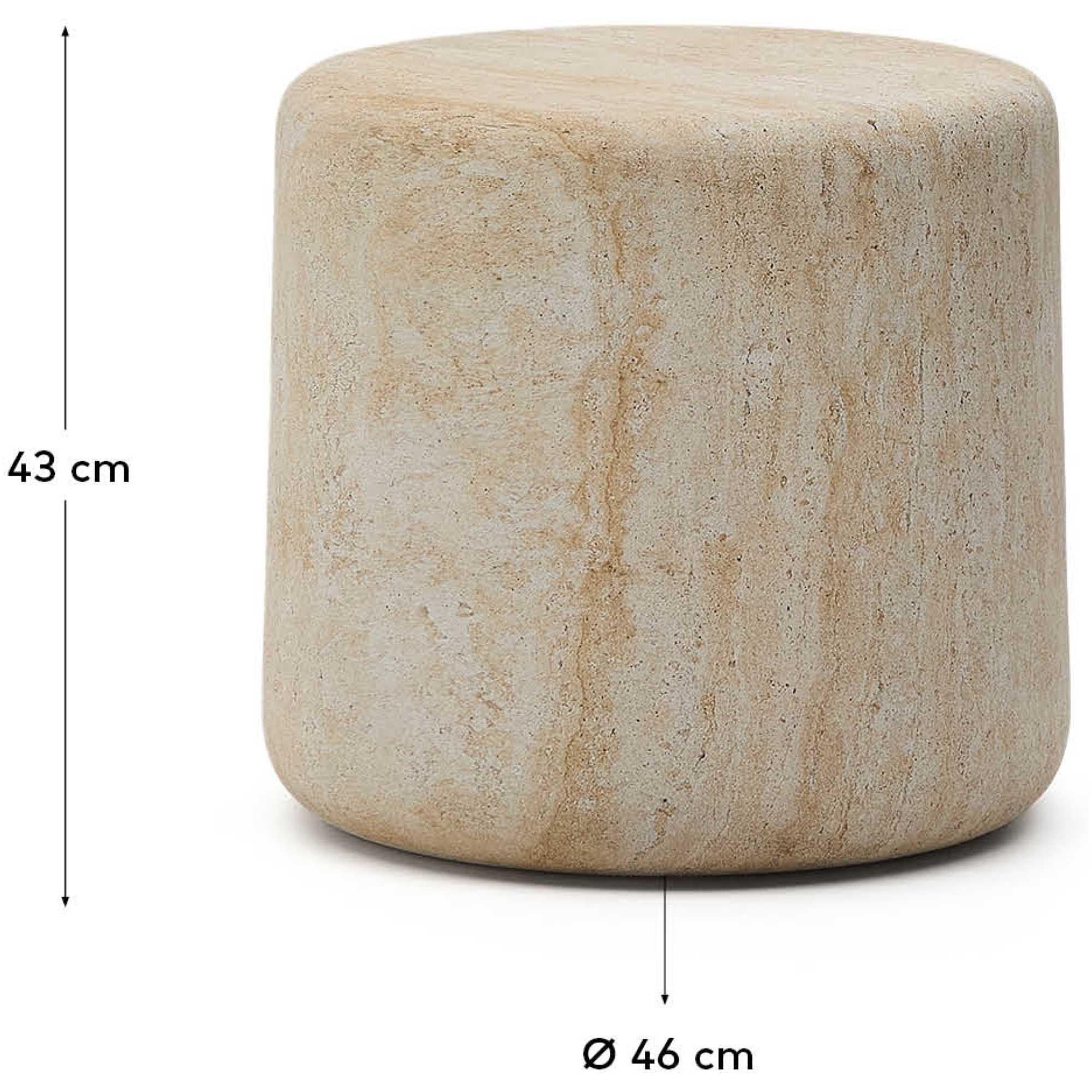 Beistelltisch rund Drasi Zement in Travertinoptik 46x46