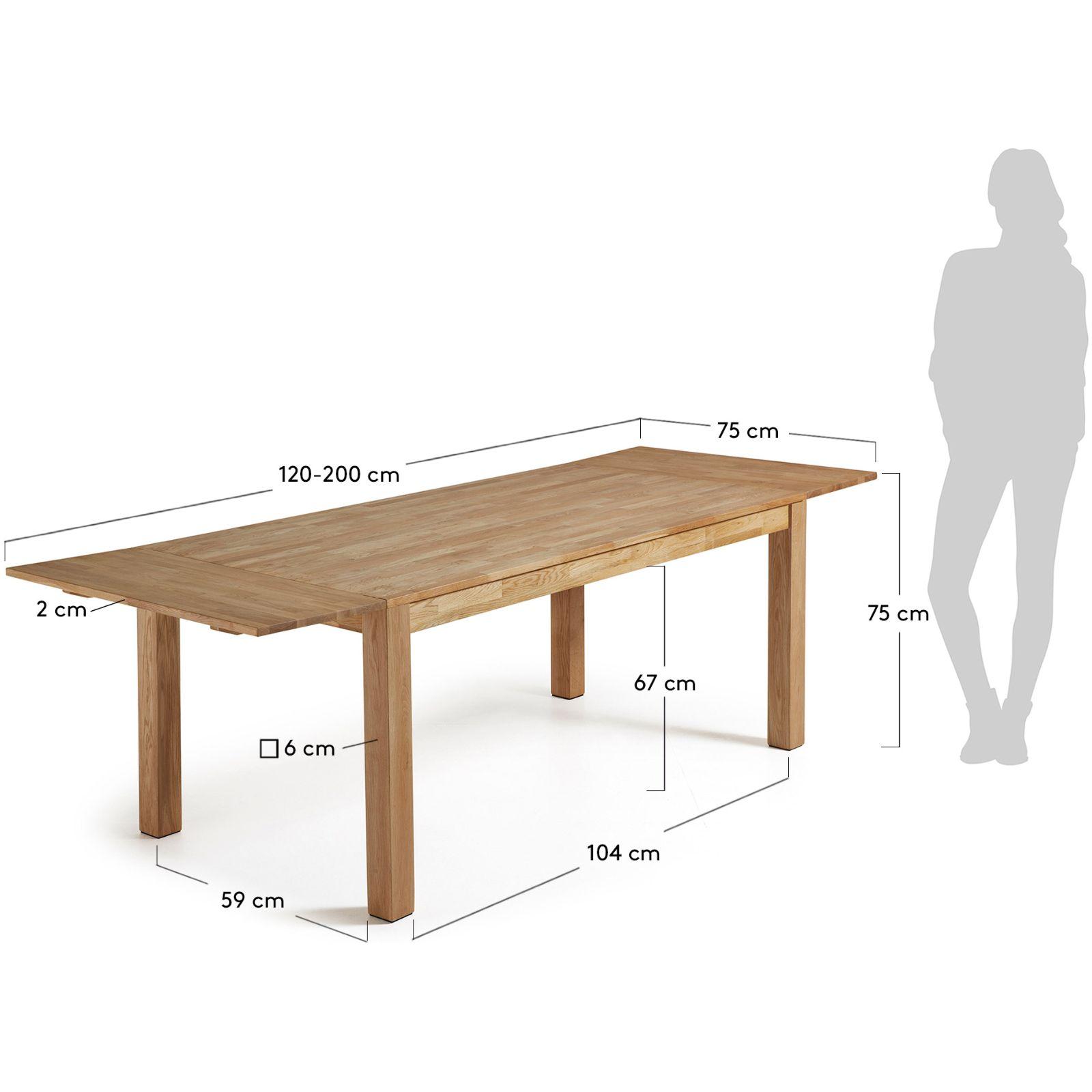 Esstisch ausziehbar Massivholz Nito Eichenholz massiv - Grösse: 120-200x75