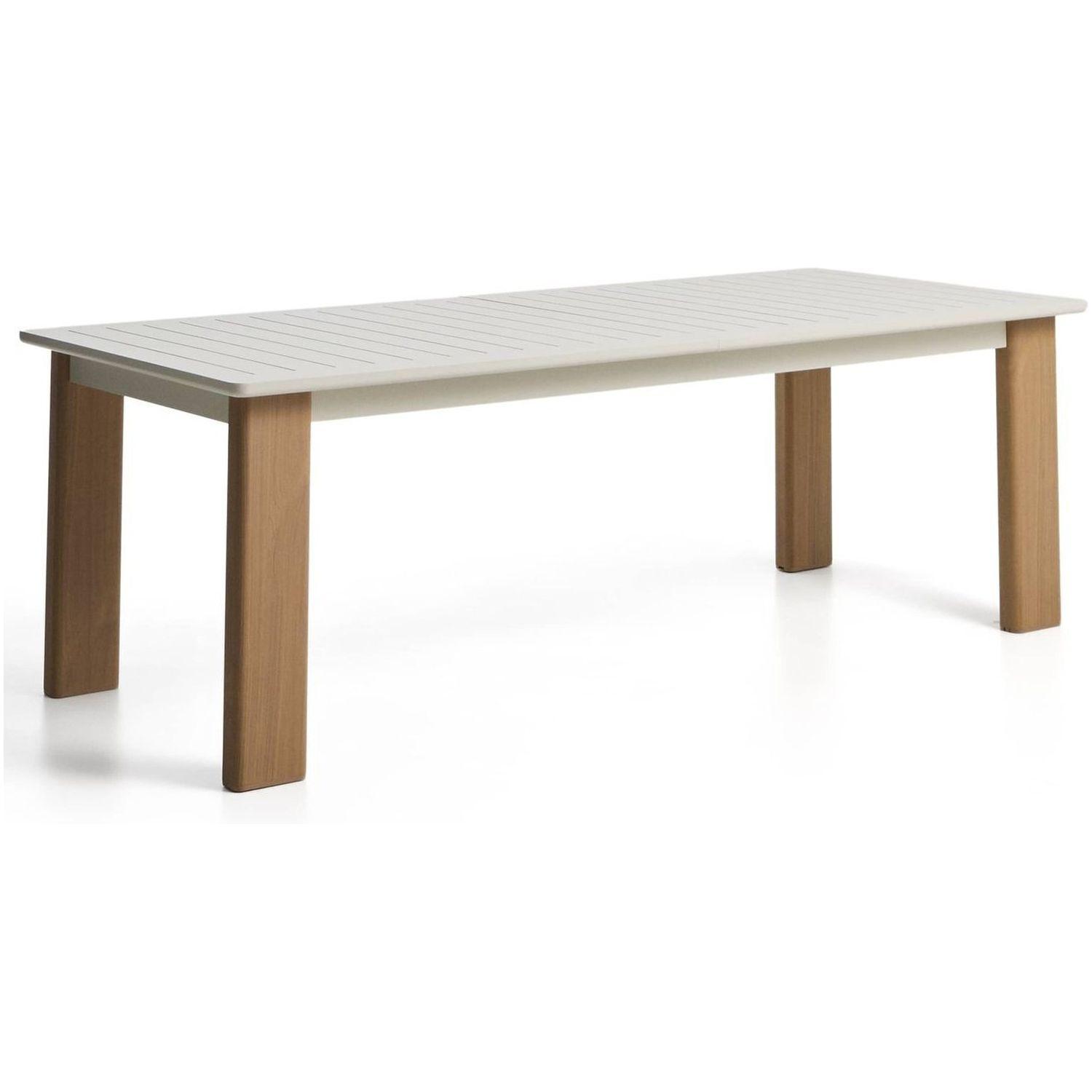 Gartentisch ausziehbar Livorno Aluminium ecru Holzoptik 233-350x100