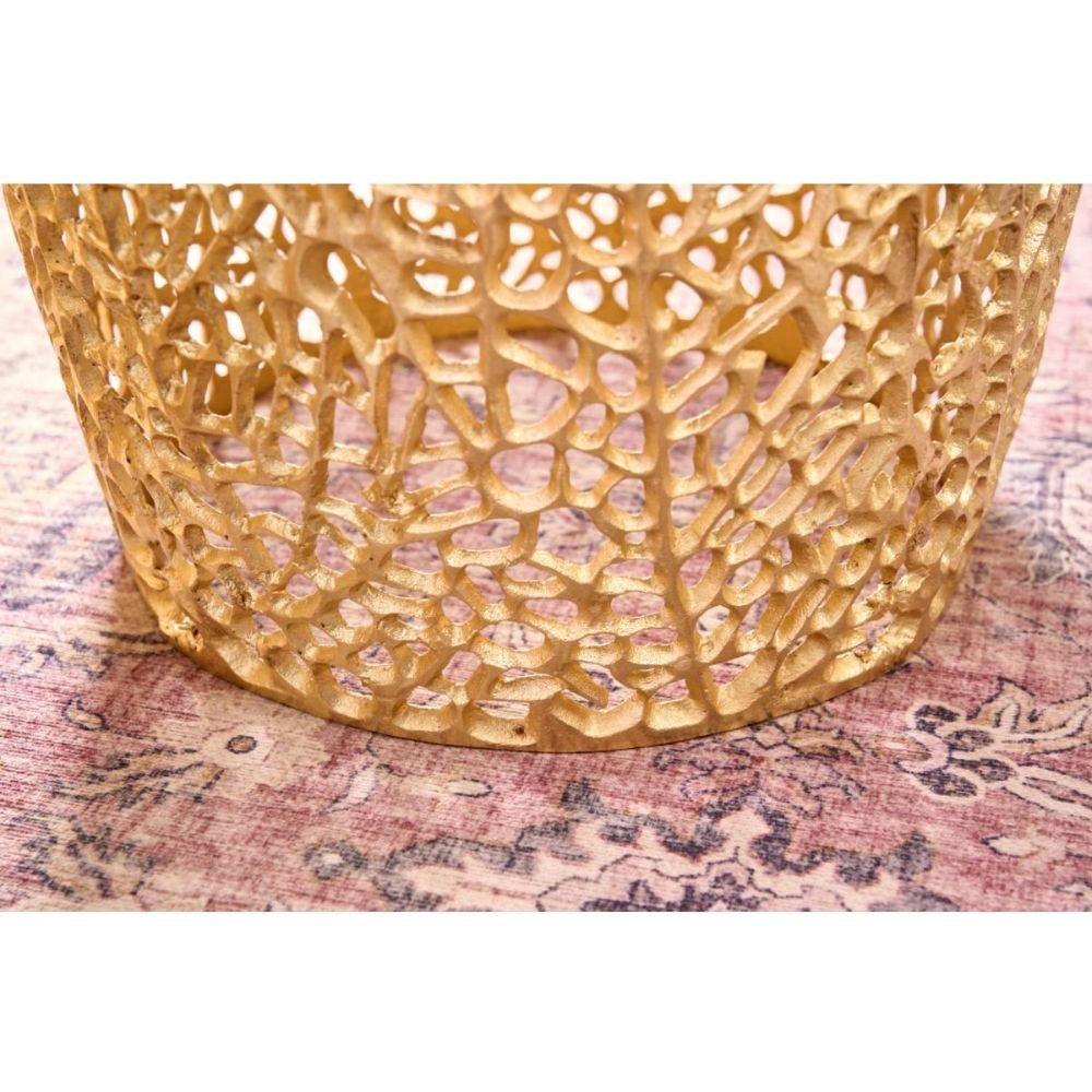 Beistelltisch Abstract Metall gold Akazienholz (2er-Set)