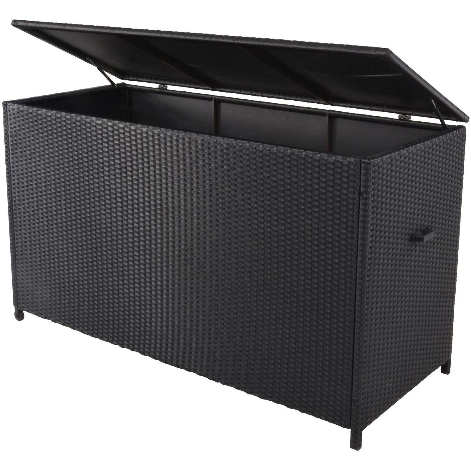 Poly Rattan Kissenbox mit Rollen 165x67x95