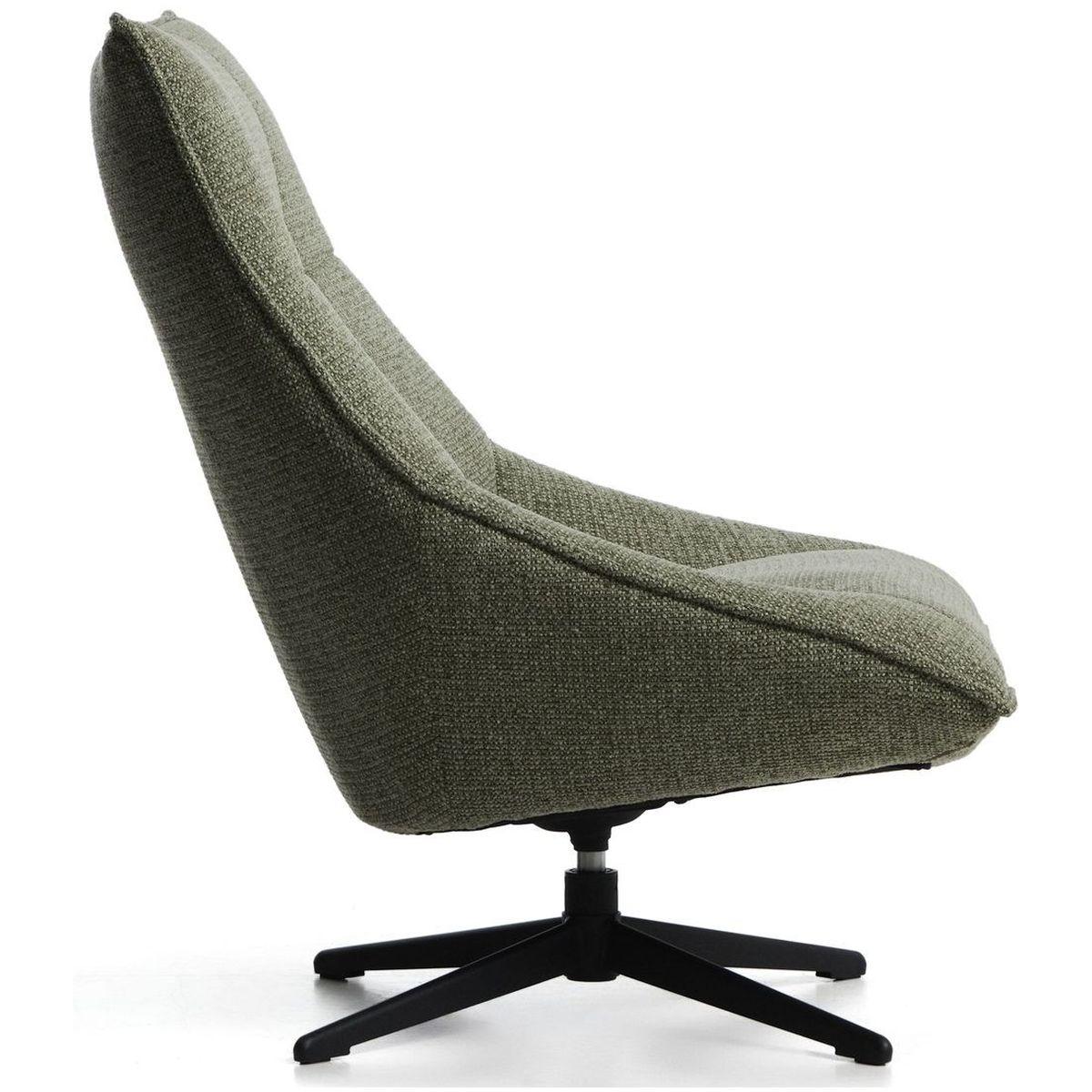 Drehsessel Dirala mit grüner Chenille und schwarz lackiertem Stahl FSC 100 %