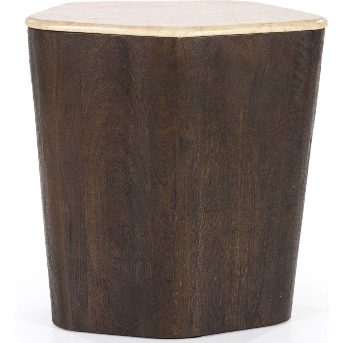 Beistelltisch Zona Mangoholz braun Travertin 50x40