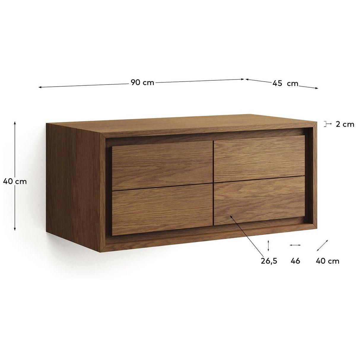 Badezimmermöbel Kenta aus massivem Teakholz mit Nussbaum Finish 90x45