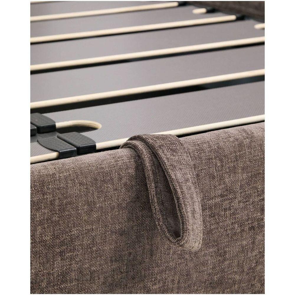 Abziehbares Bett Dafra aus dunkelbrauner Chenille mit Klappbettkasten - Grösse: 180x200