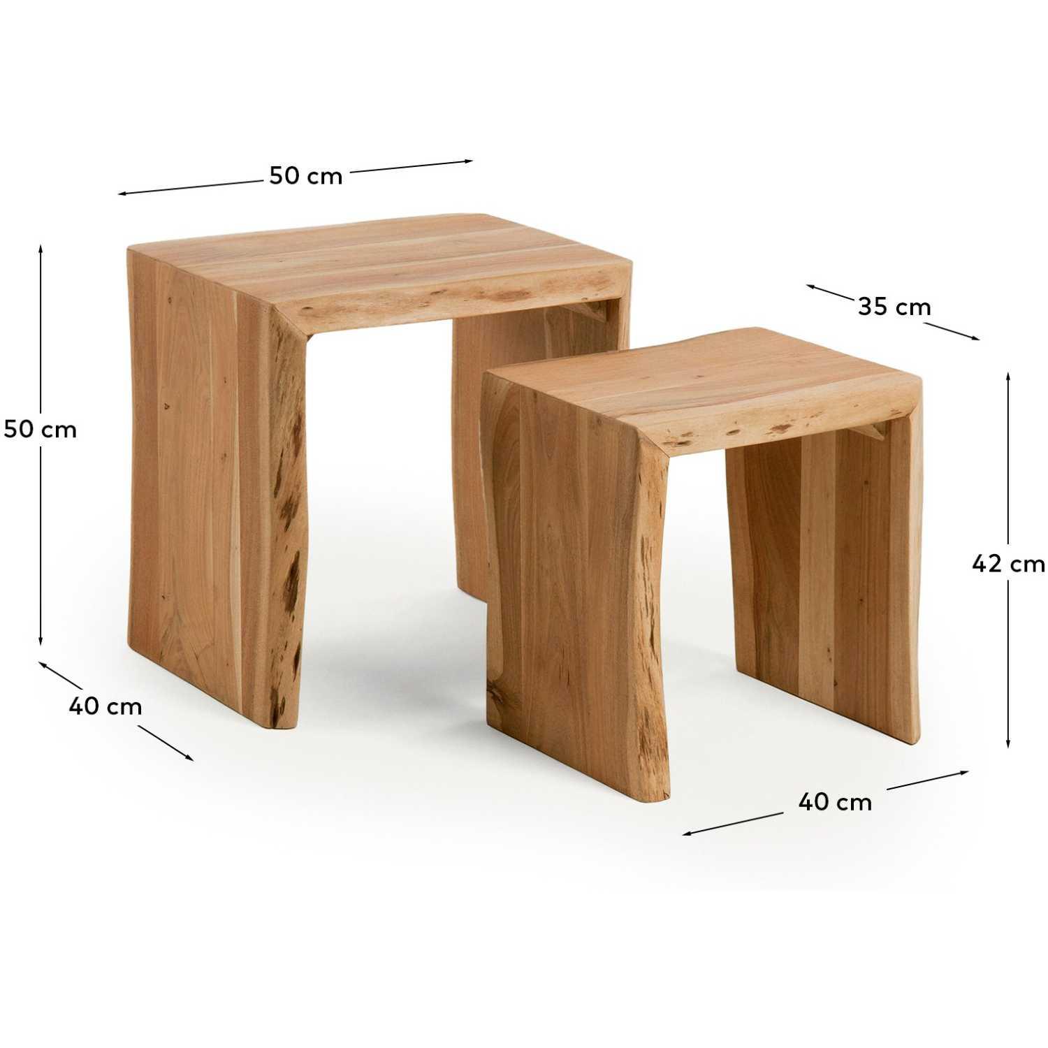 Beistelltisch Lomiri Akazienholz massiv natur Baumkante (2er-Set)