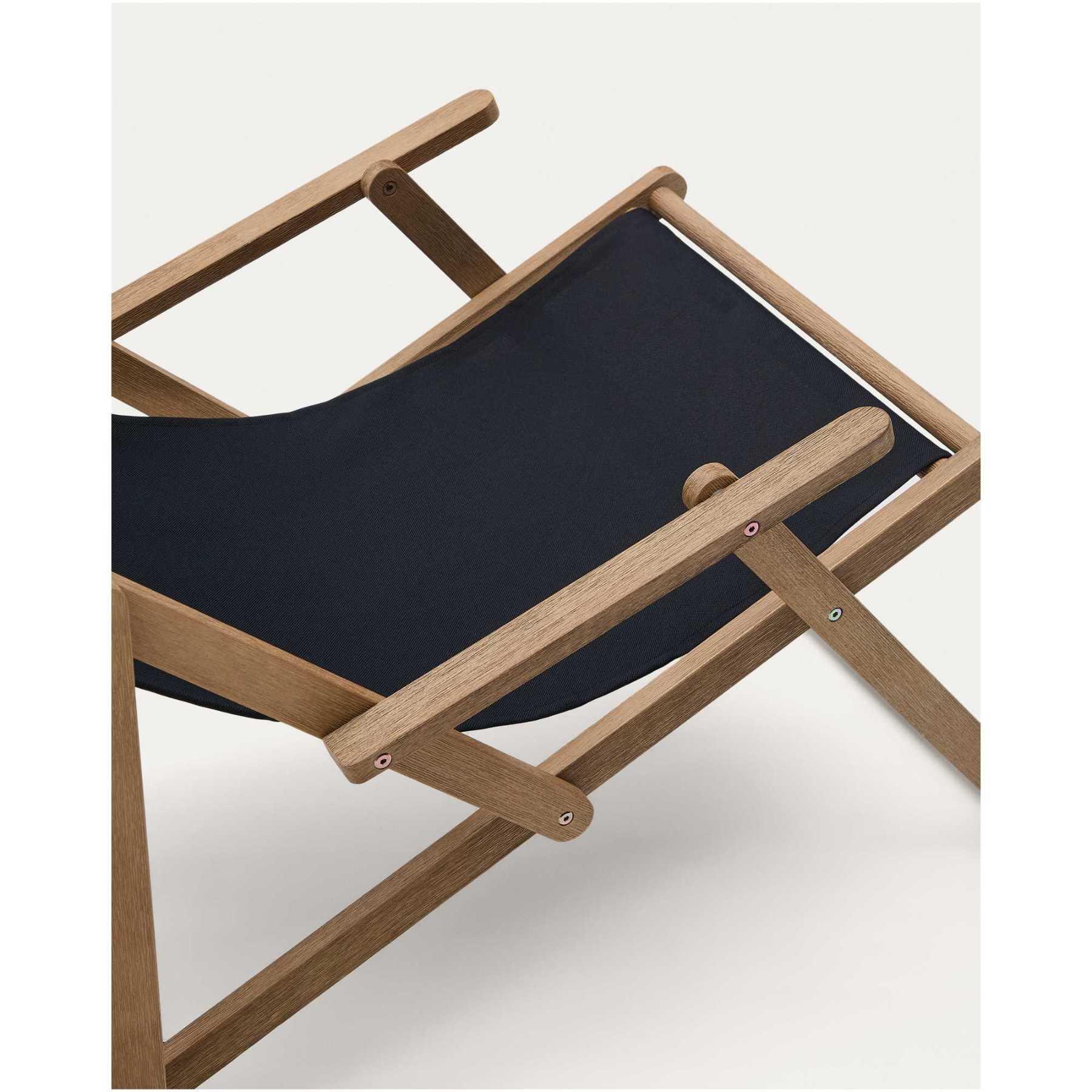Klappbarer Outdoor-Liegestuhl Vilara in Schwarz aus massivem Akazienholz FSC 100%