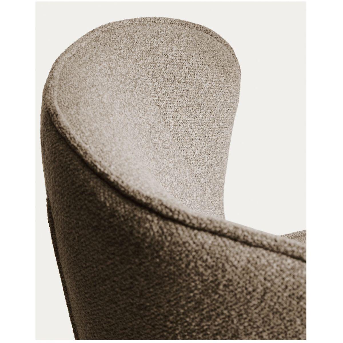 Drehsessel Sorile mit brauner Chenille und schwarz lackiertem Stahl FSC 100%
