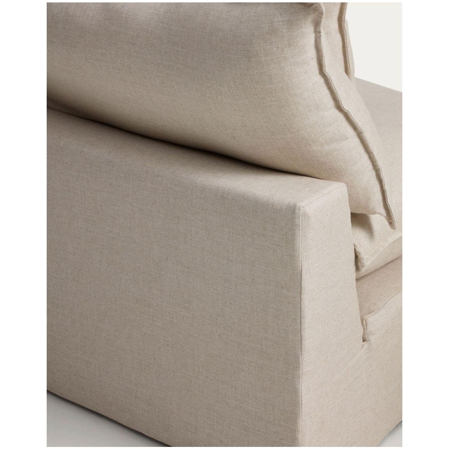 2-Sitzer-Modularsofa Anarela mit abnehmbarem Bezug und Randmodul aus Leinen und Viskose in