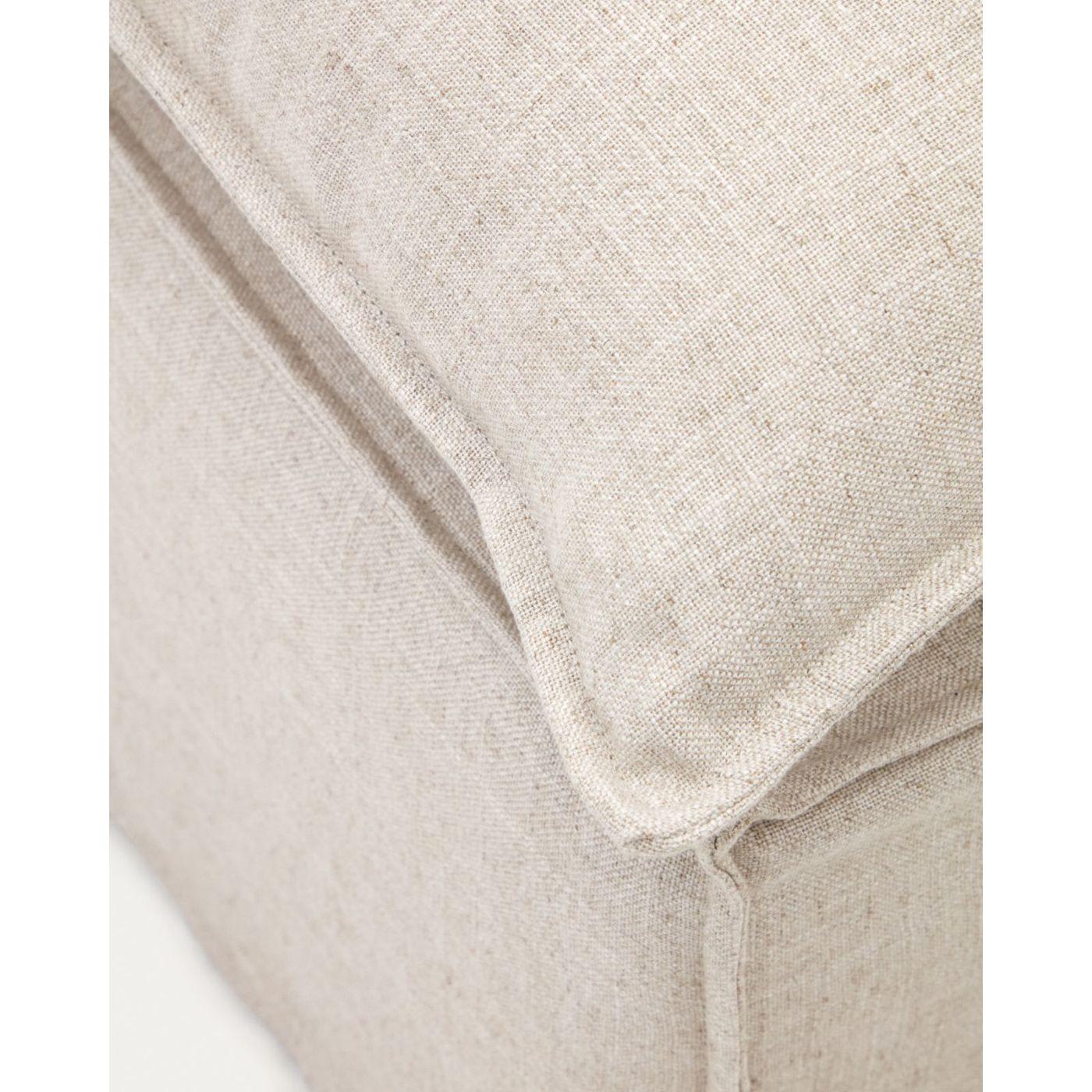 Bezug für Fussablage Hocker Anarela aus Leinen in Beige 80x80