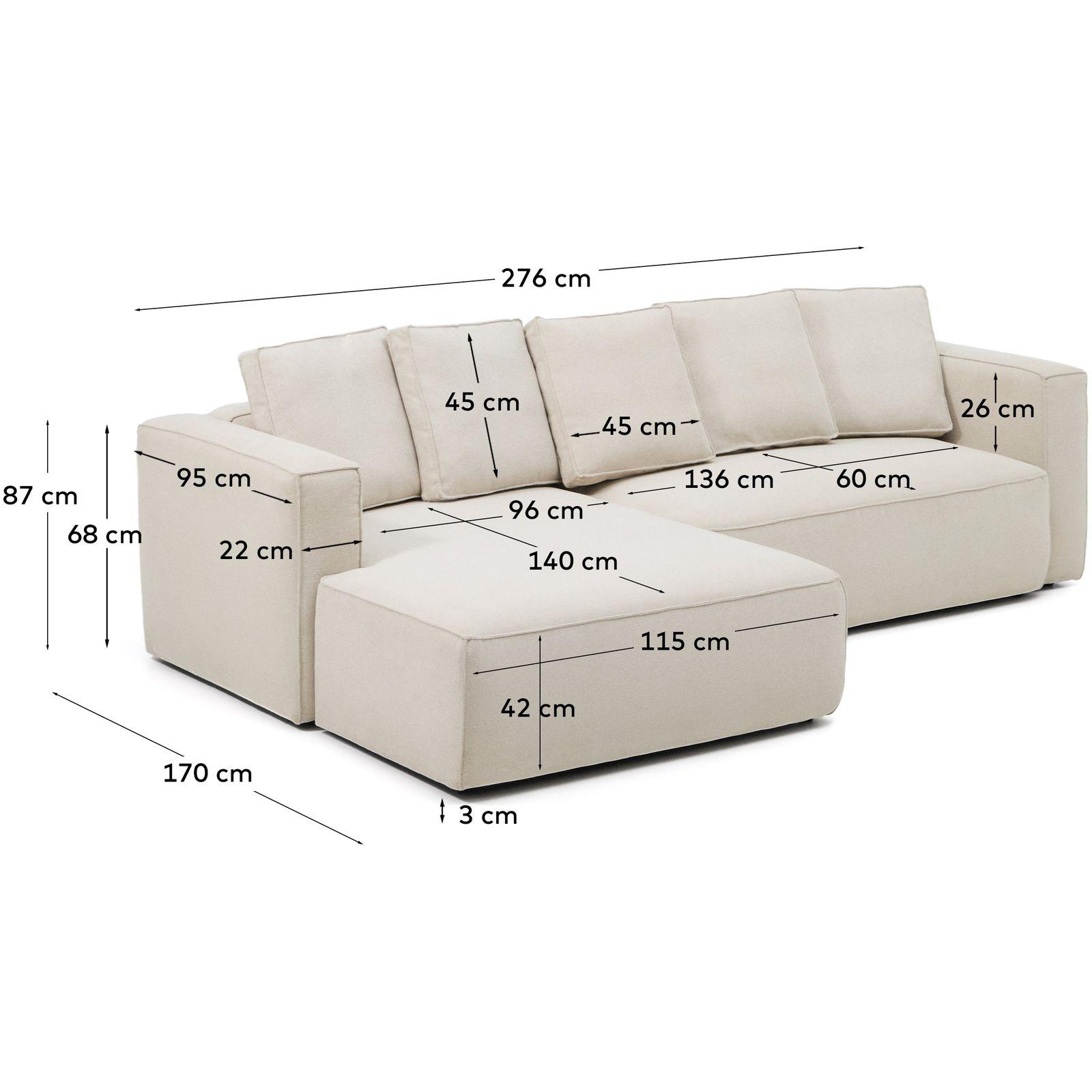 3-Sitzer Ecksofa Bettsofa Marela mit Chaiselongue links in beiger Chenille 276 cm FSC Mix Credit