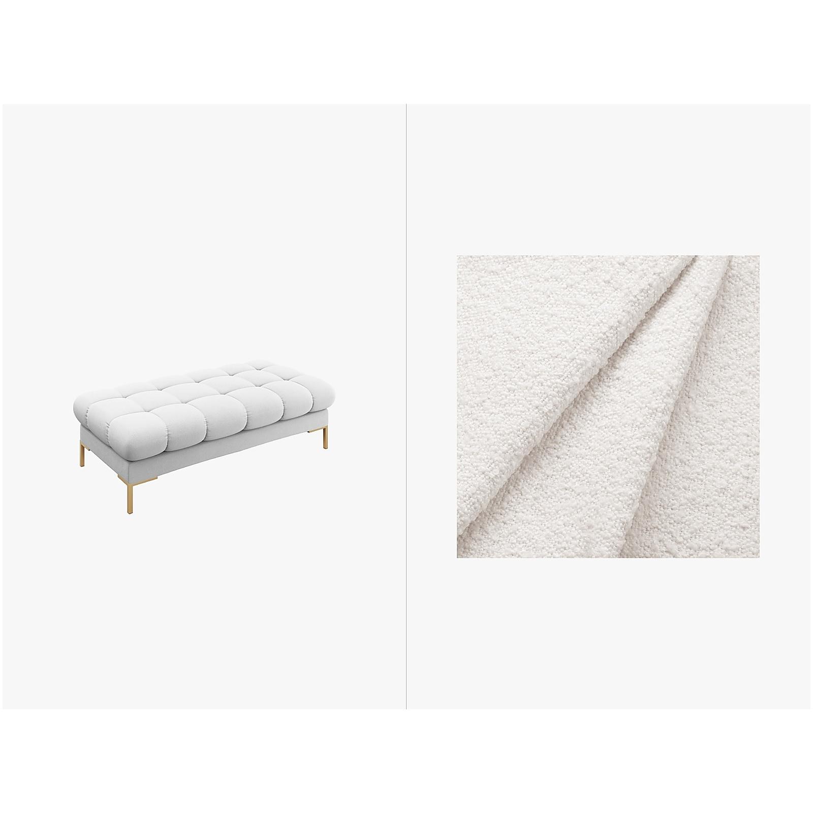 Bank Mamaia 62x133x41 Füsse gold - Grösse: 62x133x41 - Bezug: Boucle (Baloo), White
