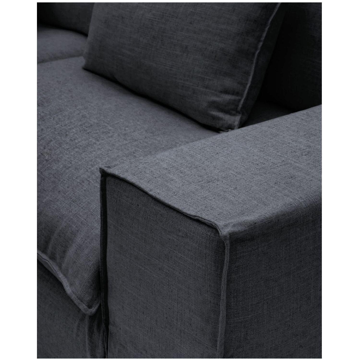 2-Sitzer-Sofa Anarela mit abnehmbarem Bezug aus Leinen und Viskose in Dunkelgrau 240 cm