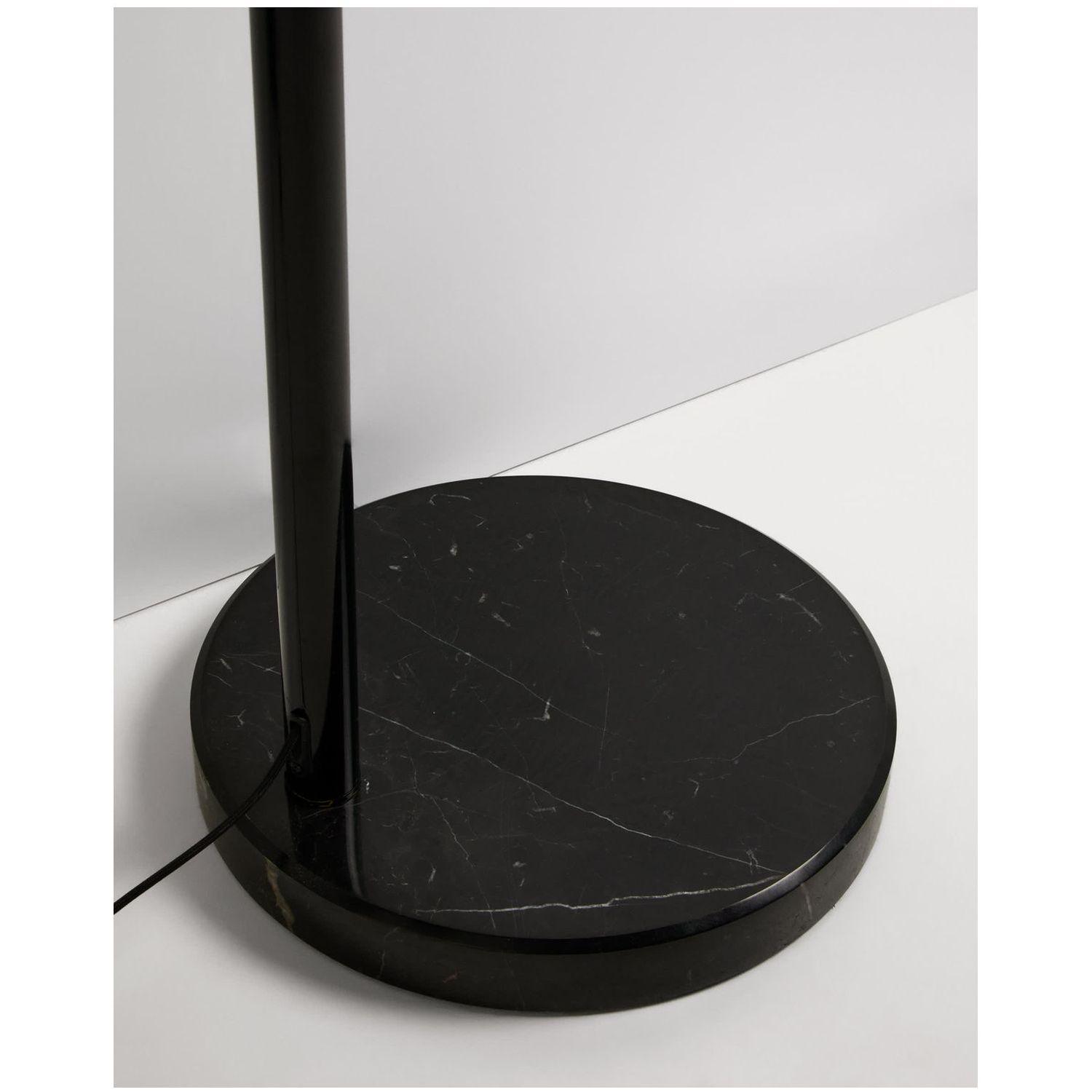 Bogenlampe Stehlampe Madali aus Stahl mit glänzend schwarzem Finish und schwarzem Marmor