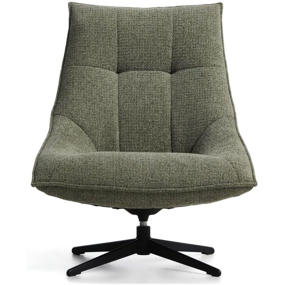 Drehsessel Dirala mit grüner Chenille und schwarz lackiertem Stahl FSC 100 %