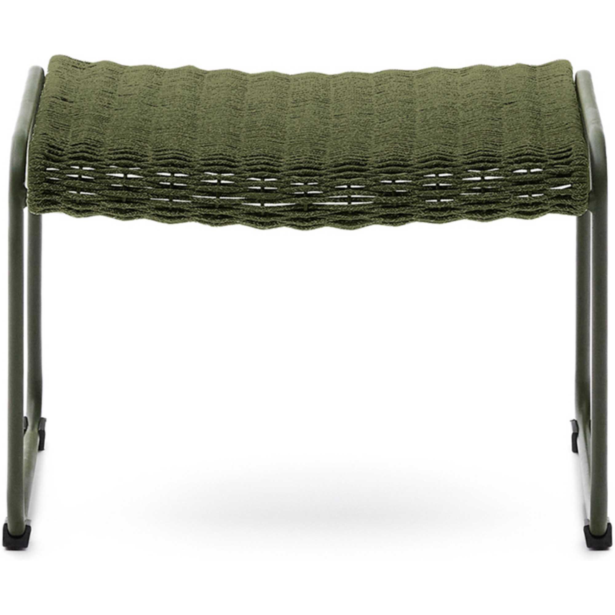 Fussablage Hocker Maurina verzinkter Stahl Seil grün 58x52.5