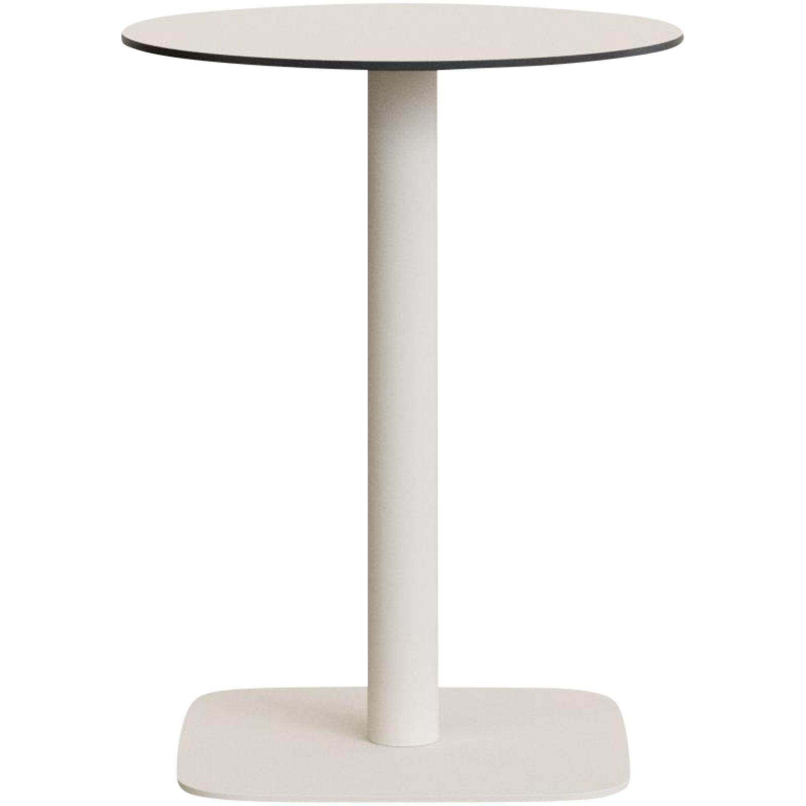 Dina runder hoher Outdoor-Tisch  weiss Metallbein weiss lackiert 60x60 H97