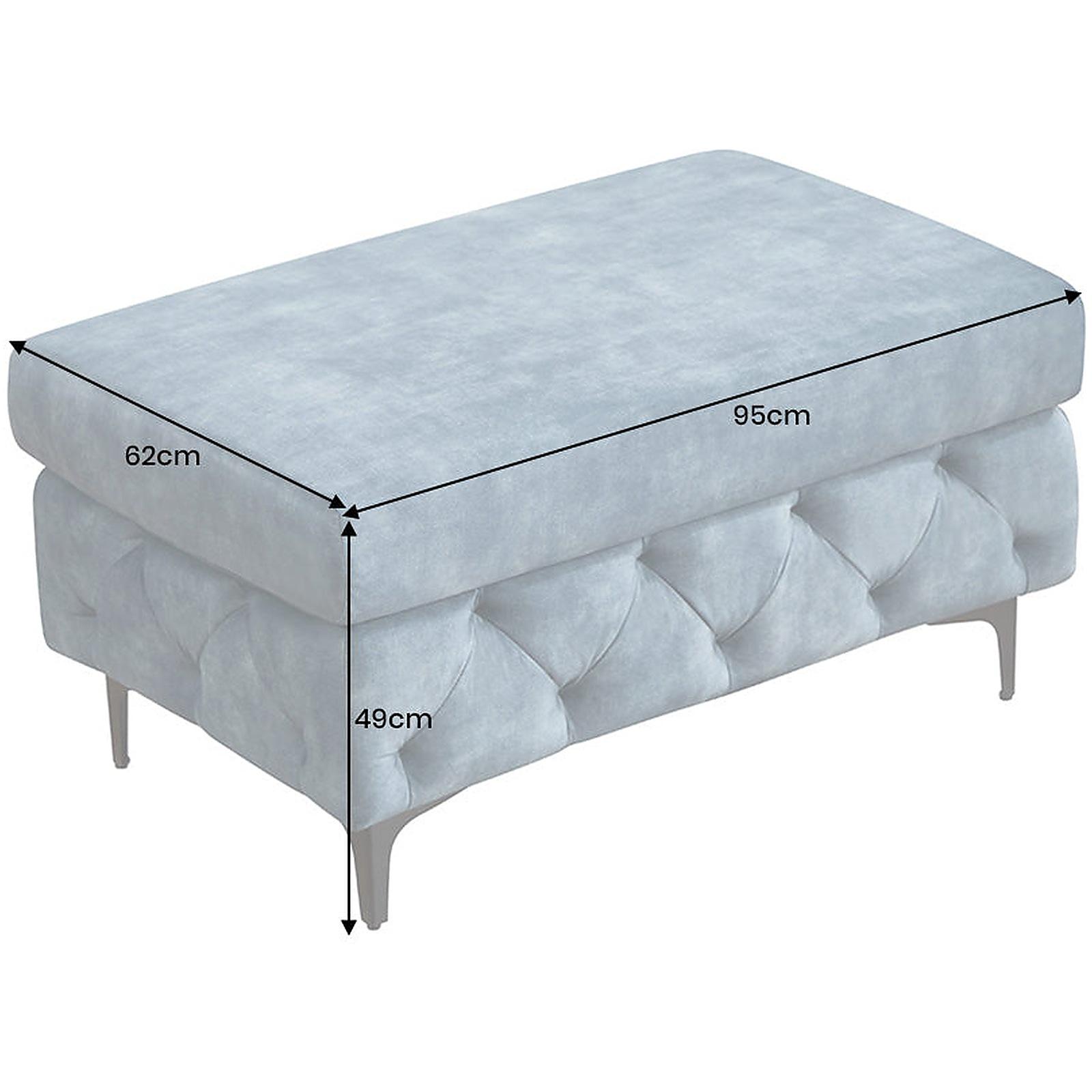 Chesterfield Polsterhocker Pomp Velvet Stoff blau petrol 95x62