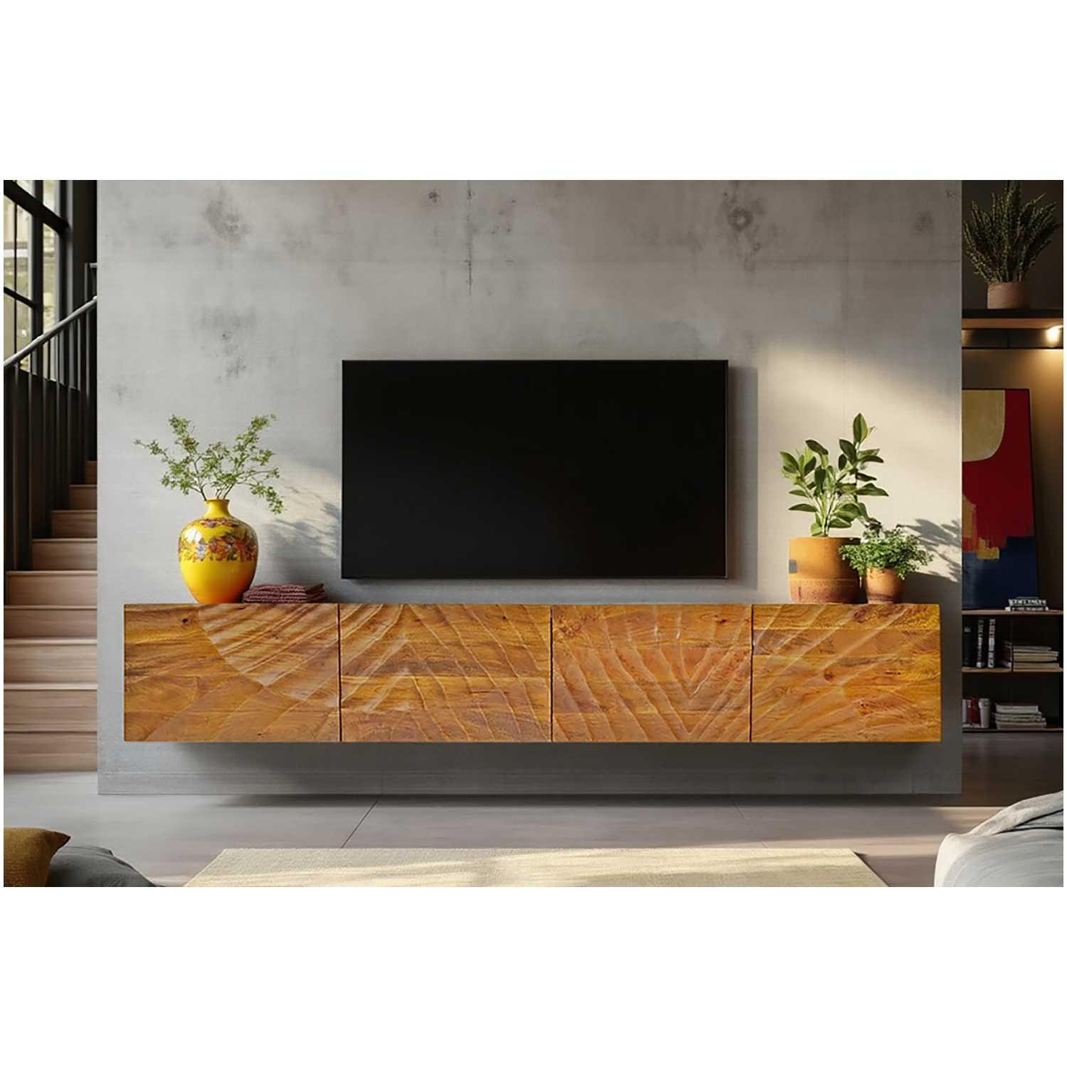 TV Wandmöbel Hängeschrank Vintage Baraya 200 Mangoholz braun