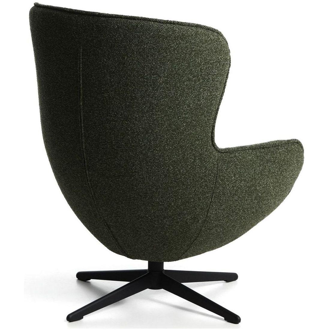 Drehsessel Sorile mit dunkelgrüner Chenille und schwarz lackiertem Stahl FSC 100%