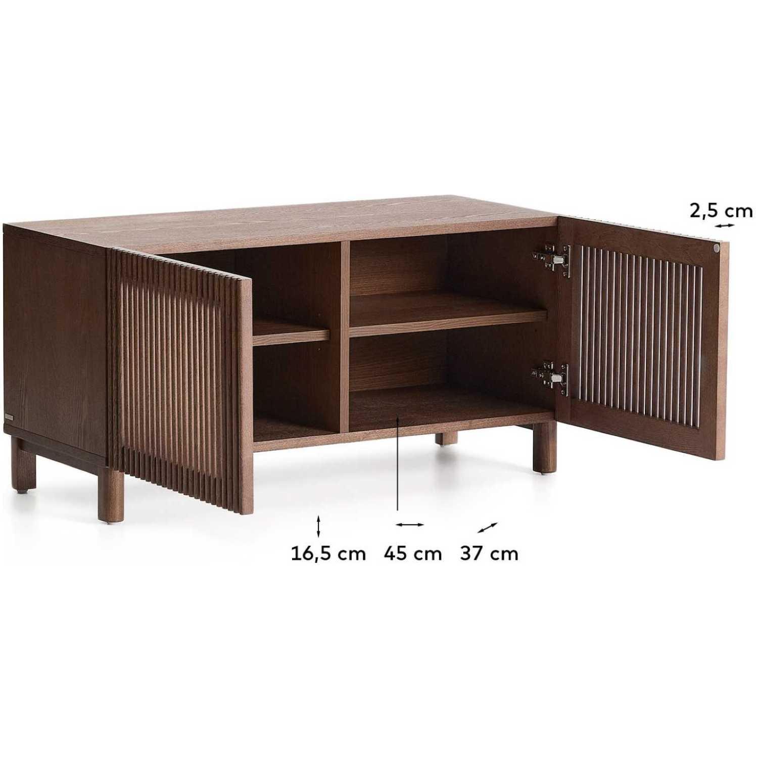 Schuhschrank Beyla aus Furnier und Massivholz aus Esche mit nussbaumfarbenem Finish 98cm FSC 100%