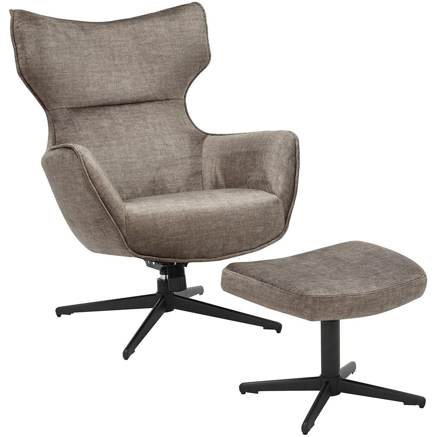 Relaxsessel drehbar Vana Samt Stoff taupe Metall schwarz