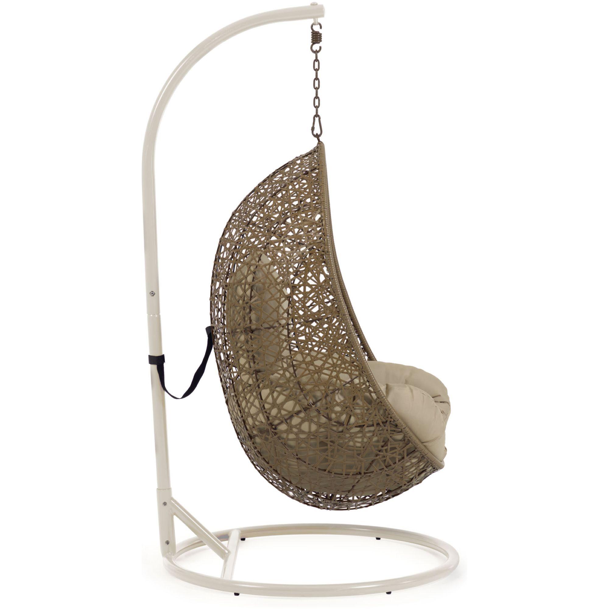 Garten Hängesessel Florence Poly Rattan braun Fuss hellgrau
