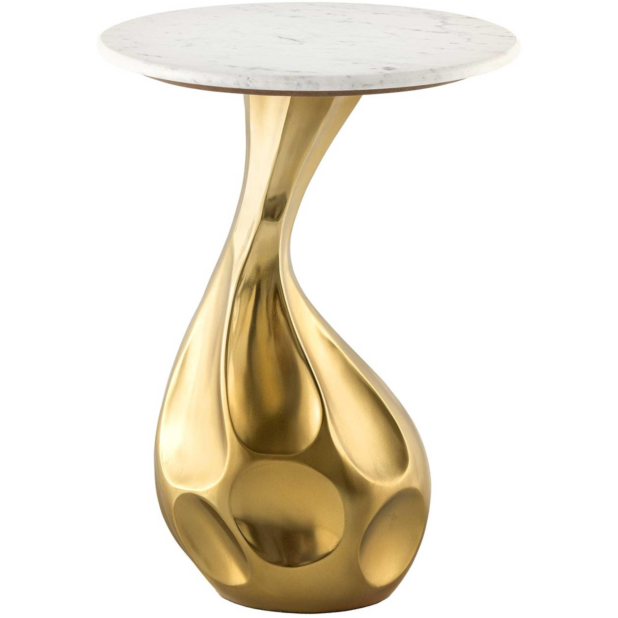 Beistelltisch Abstrakt Metall gold Mamor weiss
