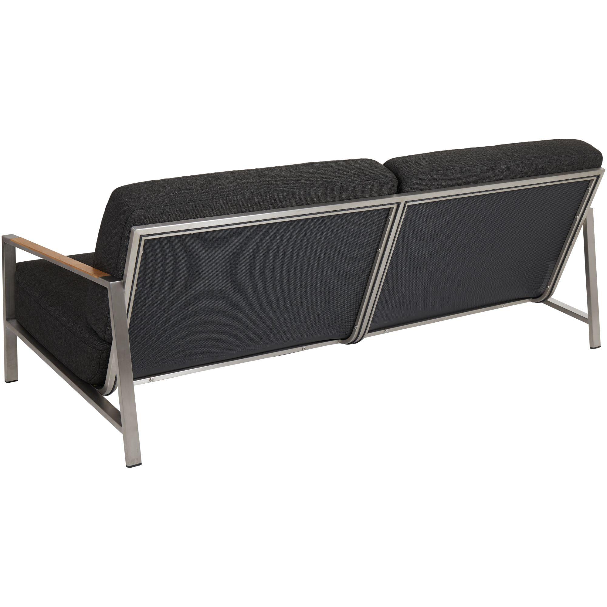 Gartenlounge Bellevue Edelstahl Teak Kissen anthrazit (4-teilig)