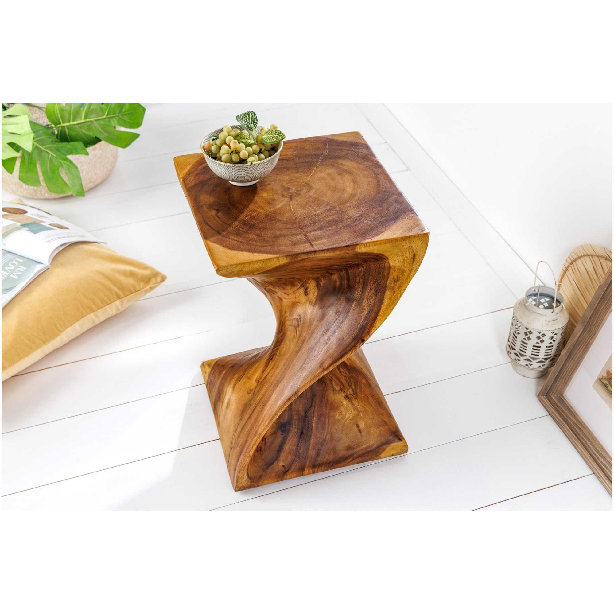 Beistelltisch Holzhocker Twisted Close Suarholz Unikat