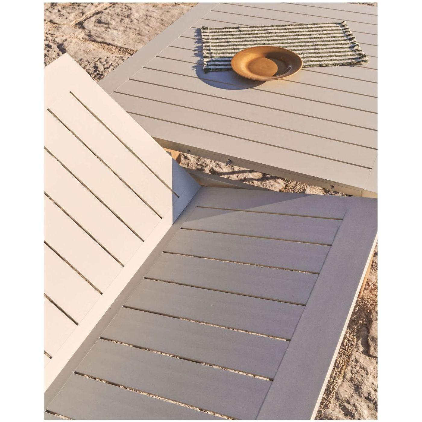 Gartentisch ausziehbar Livorno Aluminium ecru Holzoptik 233-350x100