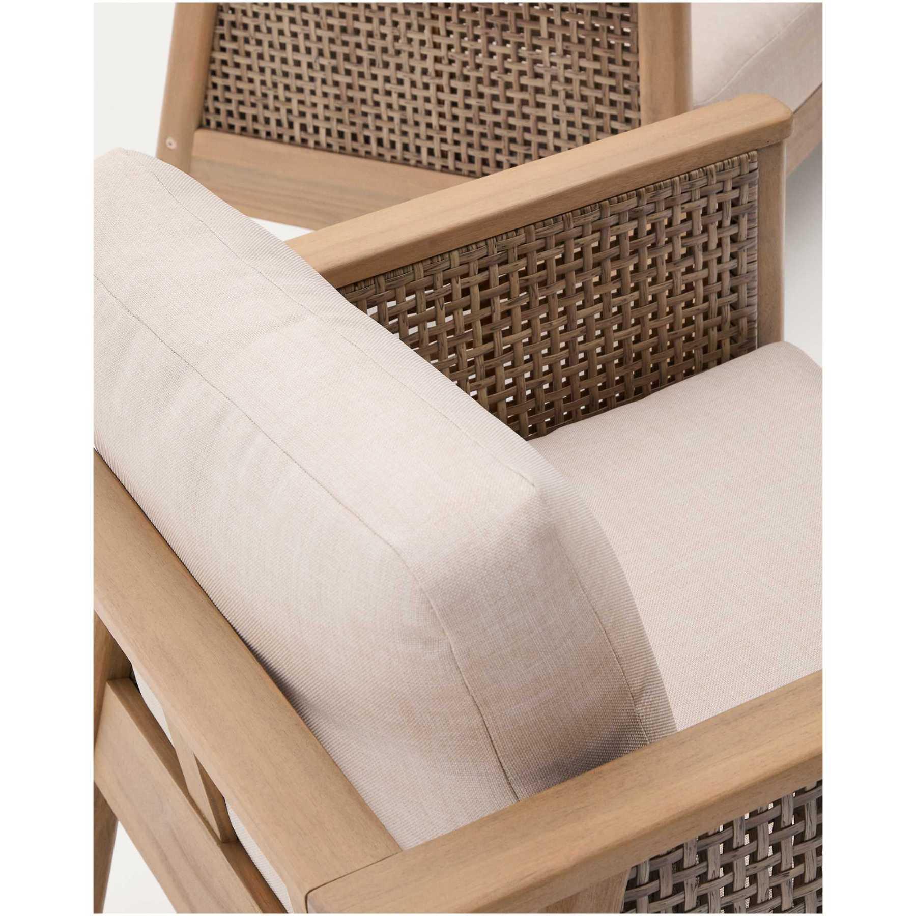 Garten Sitzgruppe Set Alabe Akazienholz 100% FSC Rattan (4-teilig)