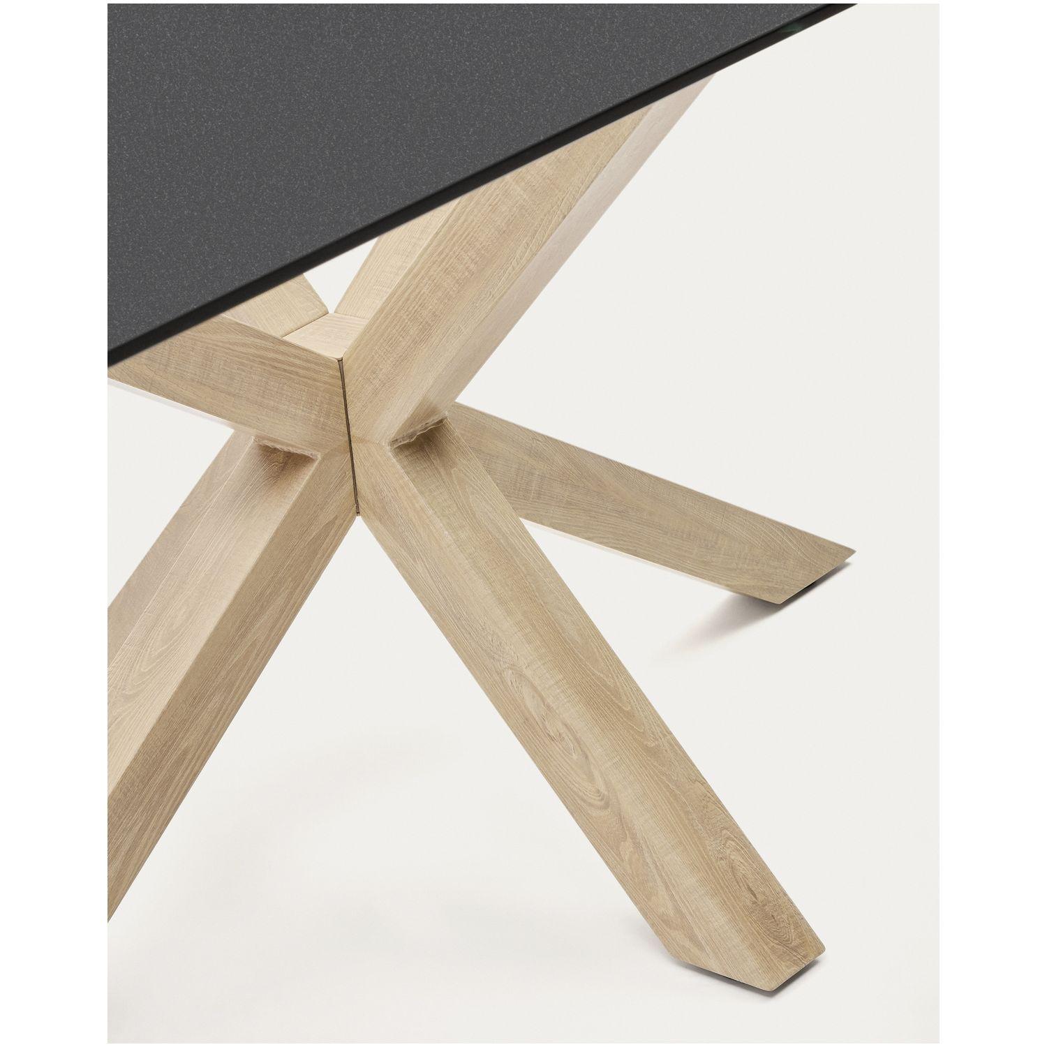 Argo table 180x100 cm, steel in sonoma and black glass
